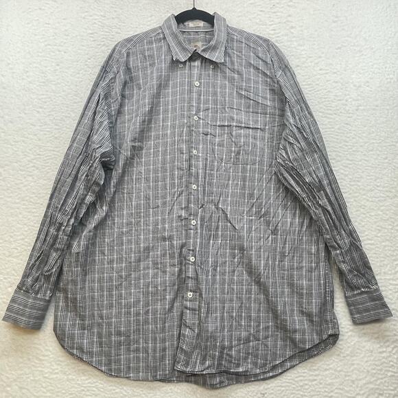 Peter Millar Shirt Mens 2XL Gray Plaid Crown Button Down Cotton Classic Pocket - Picture 1 of 8